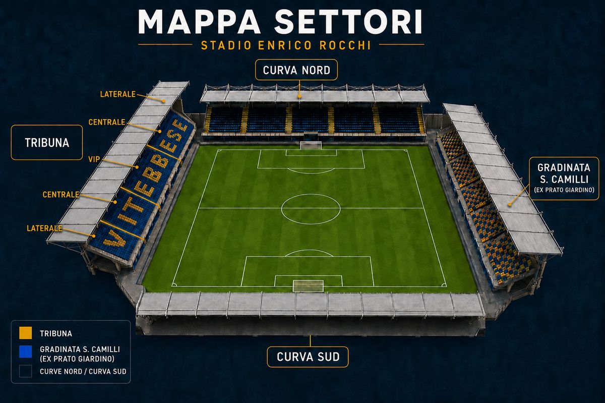 Mappa settori Stadio Enrico Rocchi